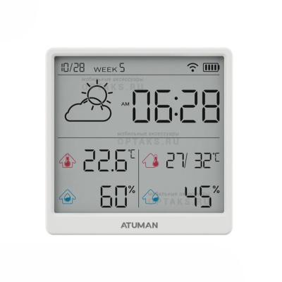 Датчик температуры и влажности ATuMan Duka TH3 White EU